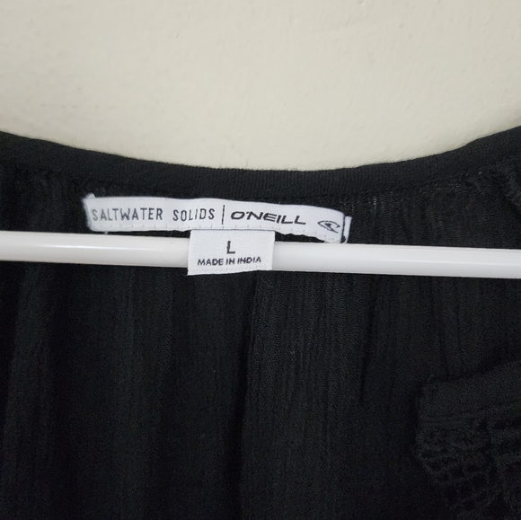 O’Neill Saltwater Solids Bell Sleeve Coverup Tunic Dress in Black size Large - Picture 7 of 7